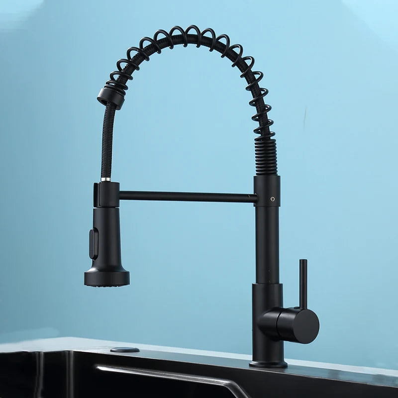 Kitchen Pull Down Spring Sink Faucet 360 Rotation Hot Cold Mixer Tap