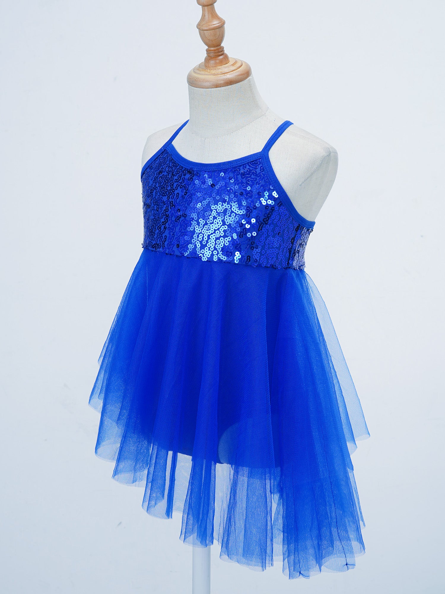 Girls Ballet Dress Lyrical Dance Gymnastics Skating Stage Performance Costume Shiny Sequin Mesh Tulle Leotard Tutu Dancewear