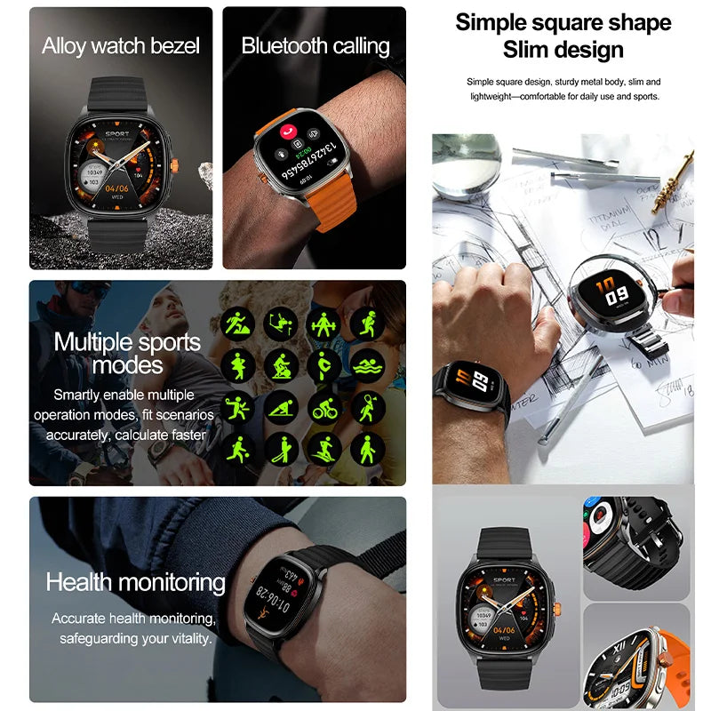 New Smart Watch 1.73" HD Screen NFC Voice Assistant Music Weather Sports Heart Rate High-precision Sensor Waterproof Smart Watch