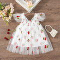 Summer New Sweet Butterfly Wing Baby Girl Princess Dress, Floral Chiffon Wedding Party Children'S Sleeveless Clothes (0-4 Years）