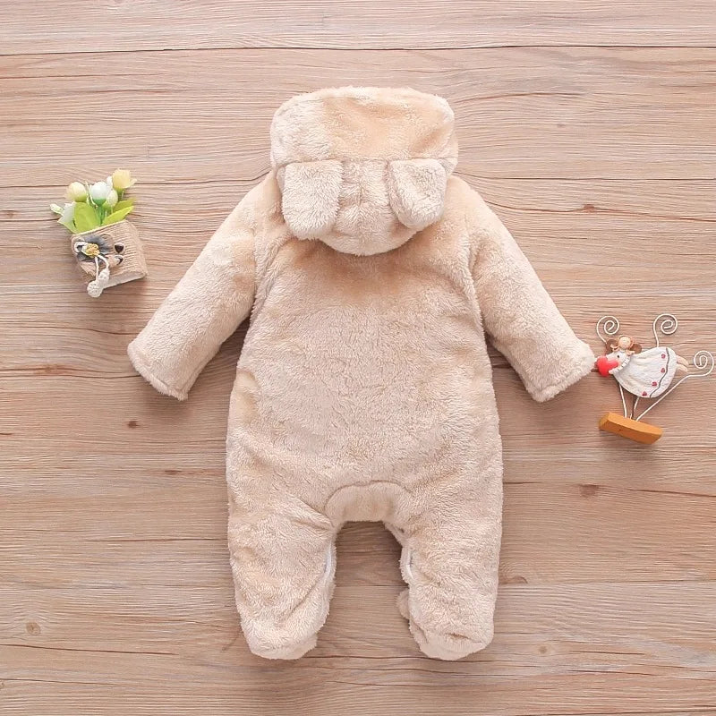 Autumn and Winter New Baby Plush Climbing Clothes Baby Warm and Thick Cartoon Dog Rabbit Cute Cotton Clothes for 0-2 Years
