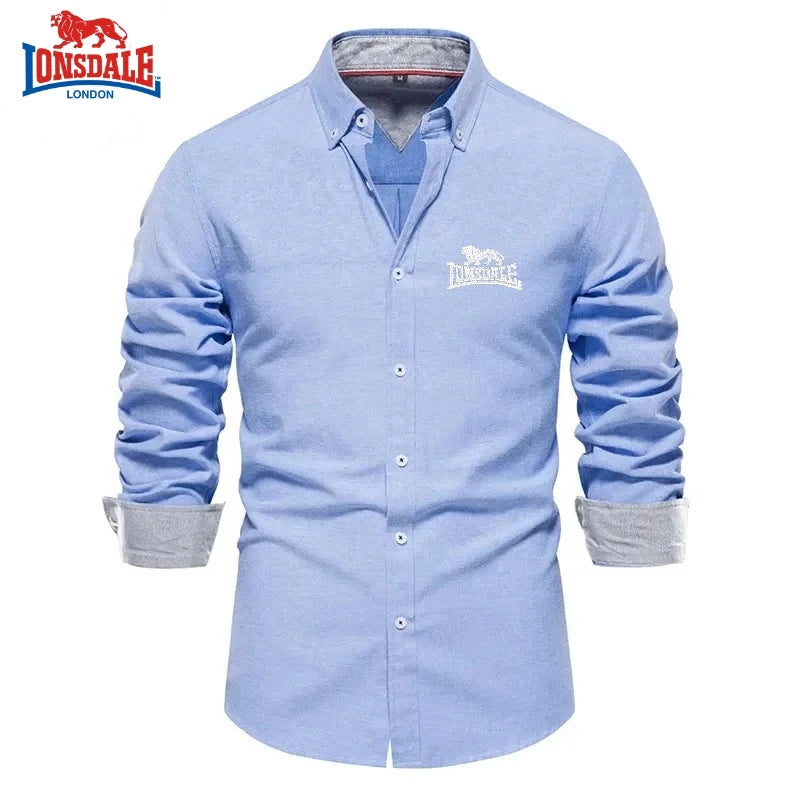 New Spring and Autumn Cotton Social Shirt Men Solid Color High Quality Long Sleeve Shirt for Men Lapel Casual Social Men's Shirt