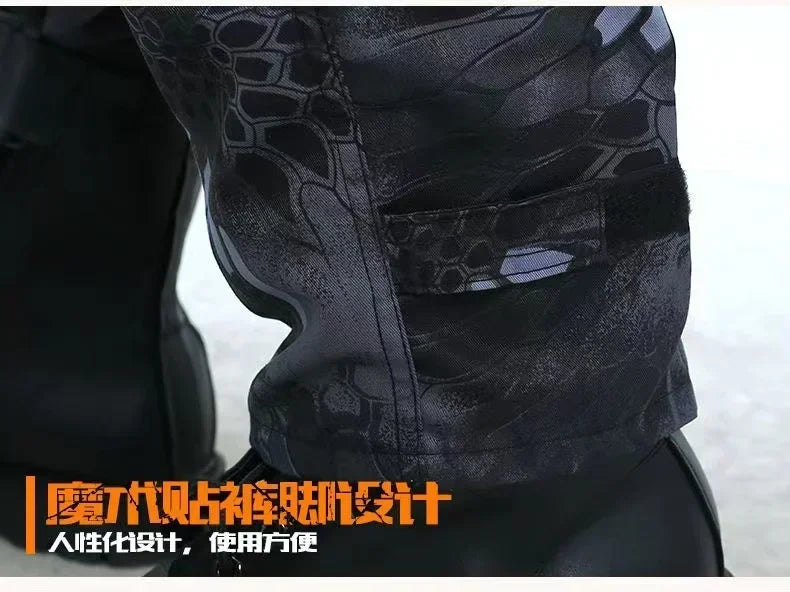 Black Python Pattern Wear-resistant Overalls Labor Insurance Cloth Uniform Men's Soft Tracksuit Outdoor Suit Designer Clothes