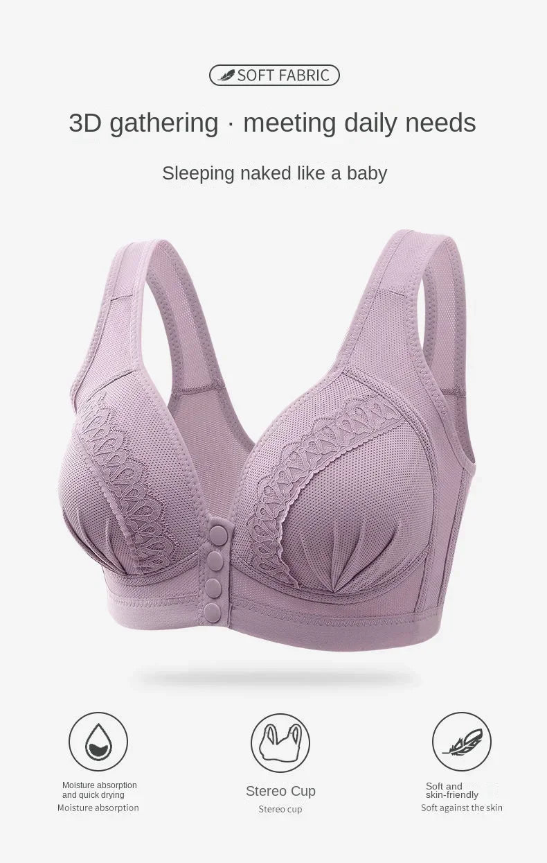 Sexy lace bra lactation lingerie huddle breathable comfortable vice breast no steel ring bra for middle-aged mothe