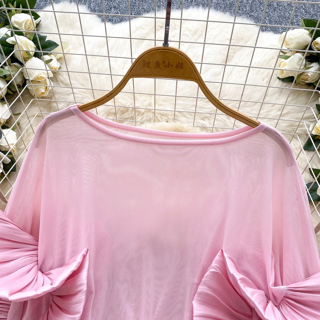 SINGREINY Autumn Ruffles Party Blouses Female O Neck Long Sleeves Temperament Mesh Shirts Women Senior Sheer Loose Thin Tops