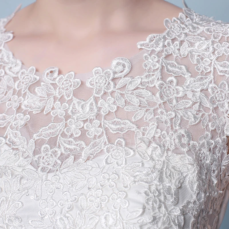 DongCMY 2025 New Arrival White Color Bridal Tulle Bandage Flowers Wedding Dresses Vestido De Noiva Ball Gown