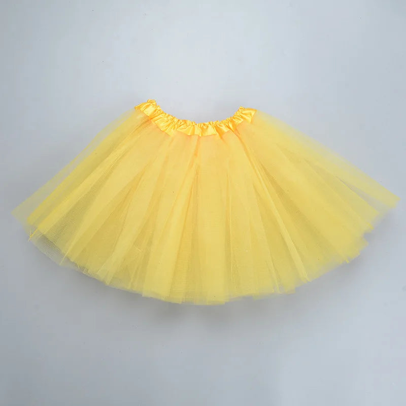 Girl Elastic Ballet Dancewear Tutus Mini Skirt For Birthday Party Dance 3 Layer Tulle Tutu Skirt for Kids Princess 2-8Y Girls