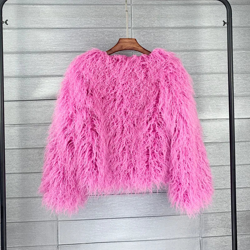 Faux Fur Plush Coat – Soft Shaggy Statement Jacket