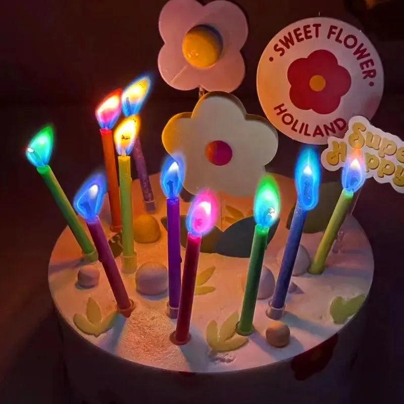 Colored Birthday Party Supplies 6/12pcs Wedding Colorful Multicolor Candles Safe Flames Dessert Cake Candles Decoration