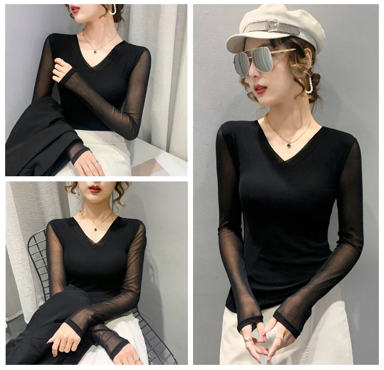 Women's Slim Fit V-Ne T-irt Me Inner Wear Top Spring Autumn Season Faionable Base irt Breathable Wear Resistant