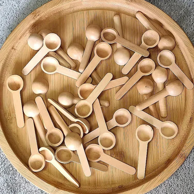 10Pcs Mini Wooden Spoons  Kitchen Seasoning Honey Coffee Kitchen Cooking Coffee Bean Salt Spice Jars Wooden Measuring Spoons