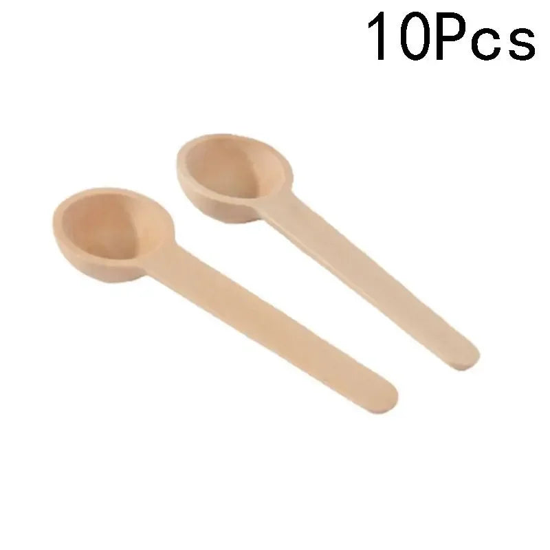 10Pcs Mini Wooden Spoons  Kitchen Seasoning Honey Coffee Kitchen Cooking Coffee Bean Salt Spice Jars Wooden Measuring Spoons