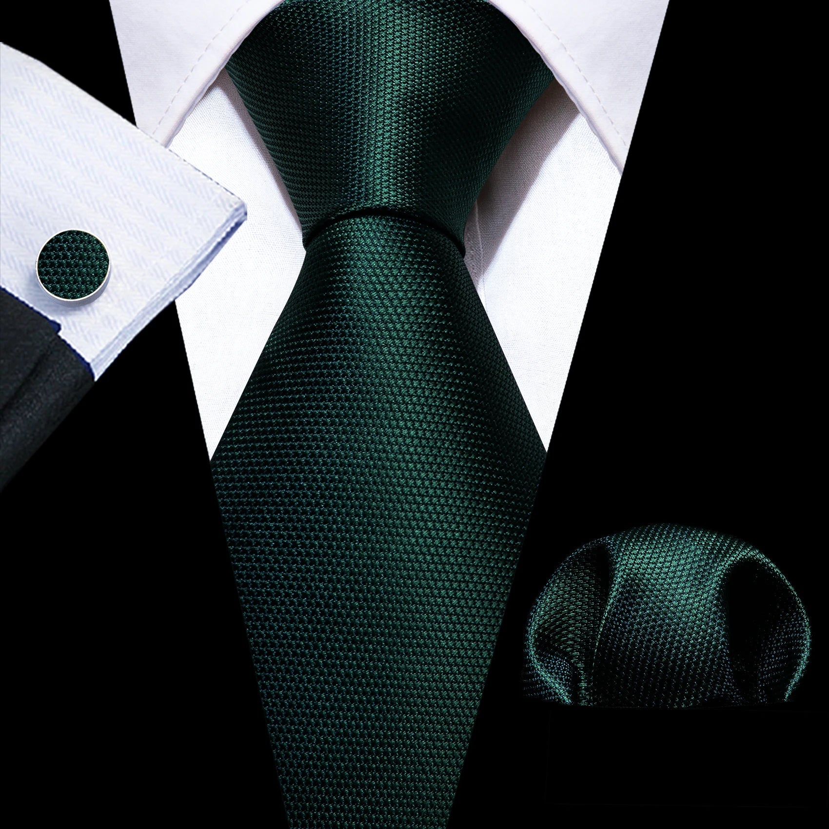 Barry.Wang Green Mint Teal Men Tie Hanky Cufflinks Set Jacquard Olive Sage Lawn Cyan Necktie for Male Wedding Business Gift