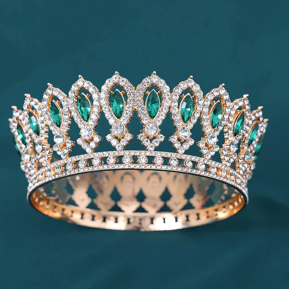 Vintage Bridal Tiara Baroque Marquise Rhinestone Round Crown Wedding Dress Accessories Crown Hair Jewelry Accessories