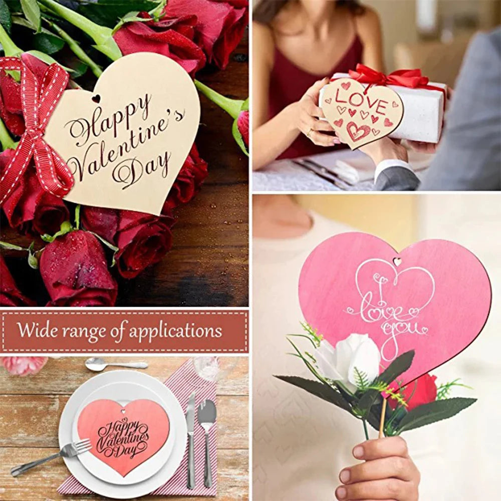 10/20/50Pcs Wooden Slices DIY Crafts Creative Decoration Christmas Wood Pieces For Happy Valentine's Day Pendant Gift Ornament