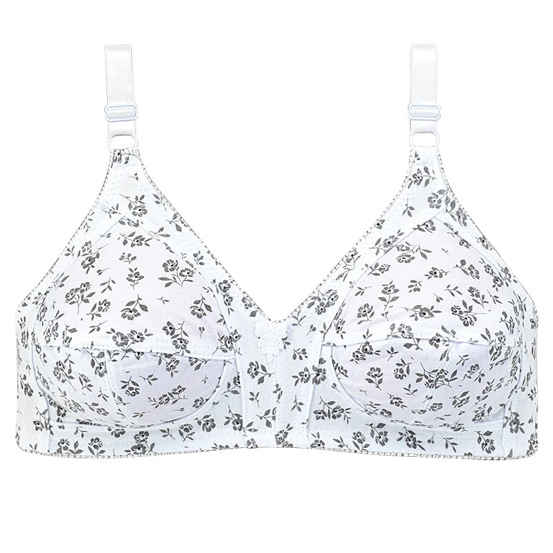 Wireless Soft Cotton Bras For Women Comfortable Underwear Everyday Non Padded Thin Lingerie Floral Brassiere C Cup