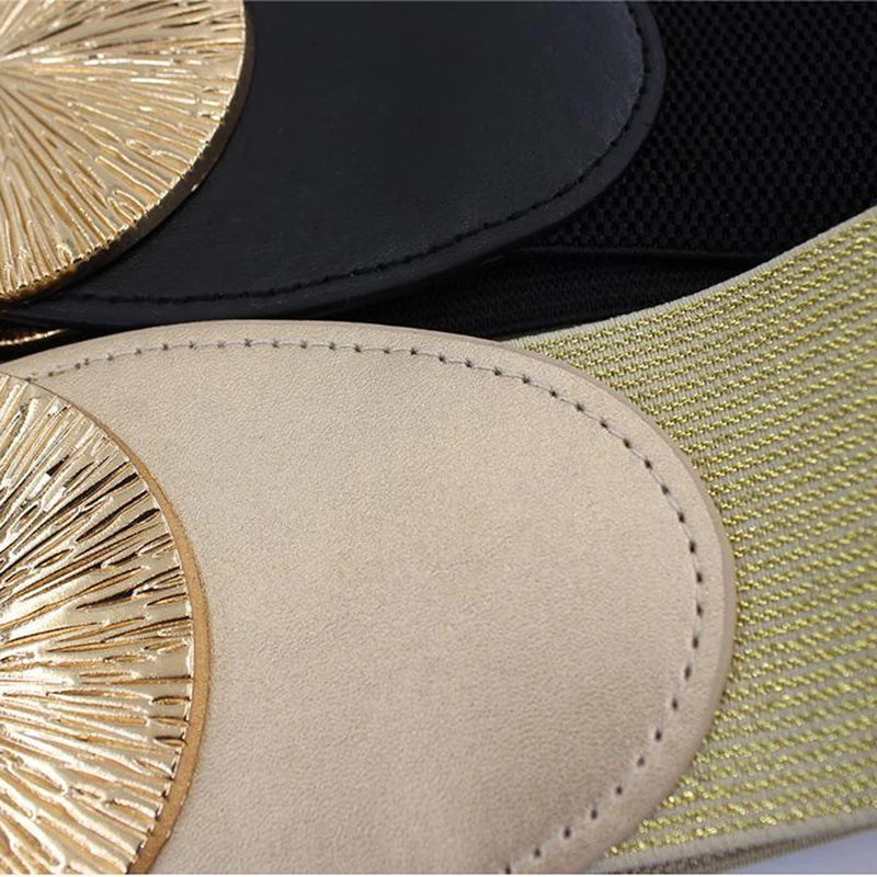 Wide Elastic Waist Belt Ladies Retro Fashion Stretchy Stylish PU Leather Waistband forClothing Accessories  Decoration