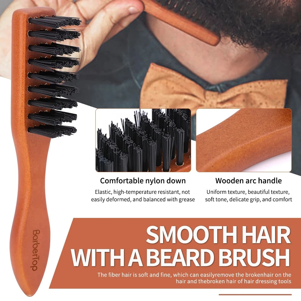 Hairdressing Wooden Handle Boar Bristle Cleaning Brush Soft Beard Cleaning Brush Men Barber Beard Shaving Styling Tools