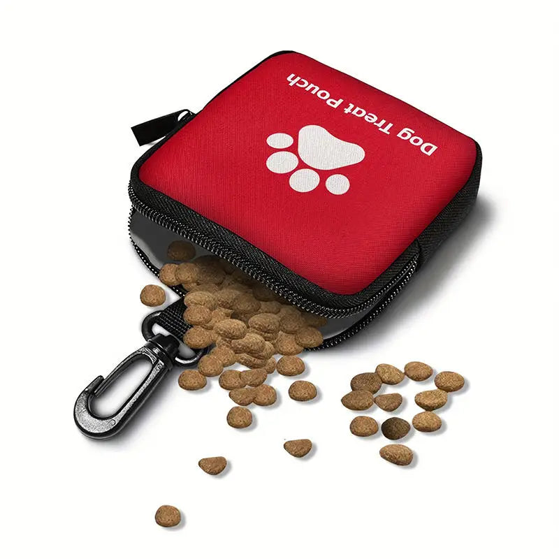 Pet Dog Food Storage Bag For Going Out Dog Paw Printed Synthetic Leather Waterproof Imitation Leather Multifunctional Zipper Bag