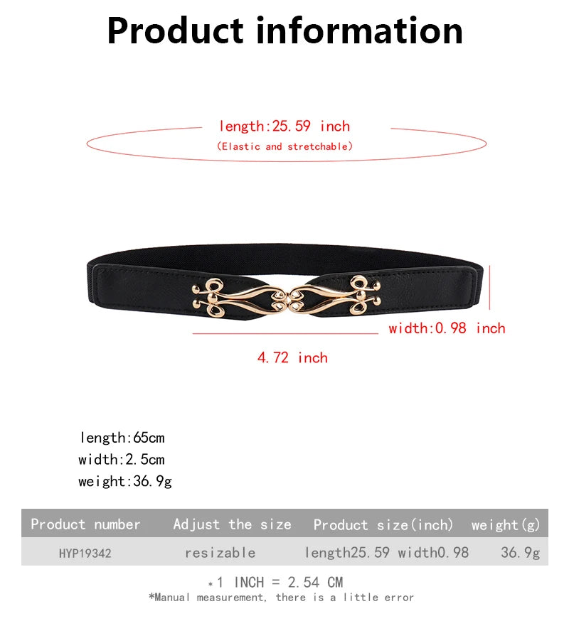 Women belt Elastic Waistband Thin Stretch Wrap Buckle Waist Belt Elegant Cummerbunds Fashion Leaf Belt for Dress Accessories