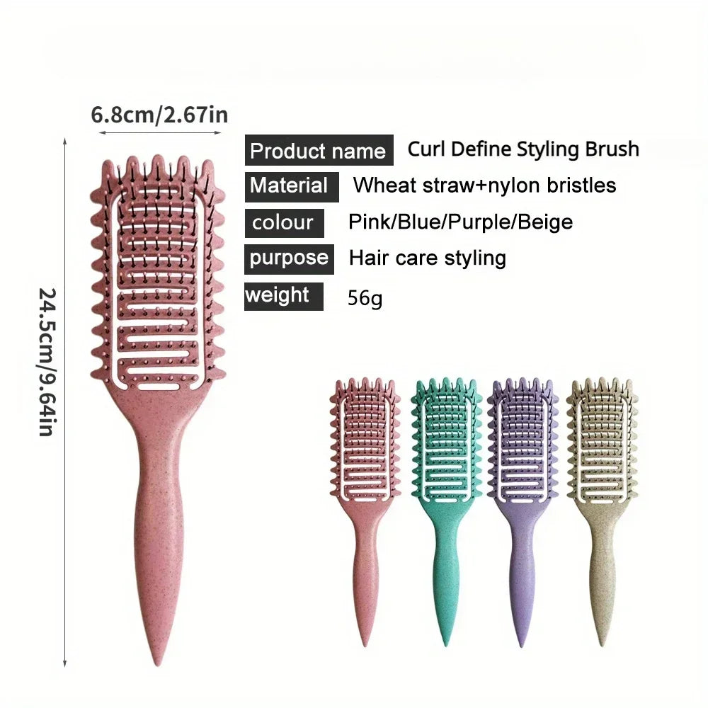 Curl Define Styling Brush Hollow Boar Bristle Detangling Hair Brush Tangled Hair Comb Shaping Defining Curls Styling Tools