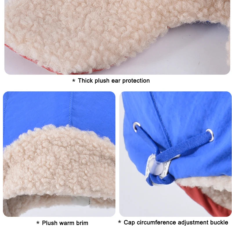Winter Children Cute Pilot Glasses Lei Feng Hat Boys And Girls Thick Plush Warm Ear Protection Hats