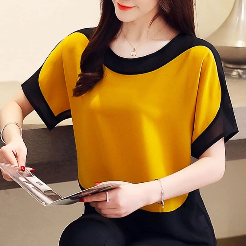 Fashion Women Blouses 2025 Women Blouse Shirt Short Sleeve Casual Chiffon Blouse Women Shirts Womens Tops and Blouses 3397 50