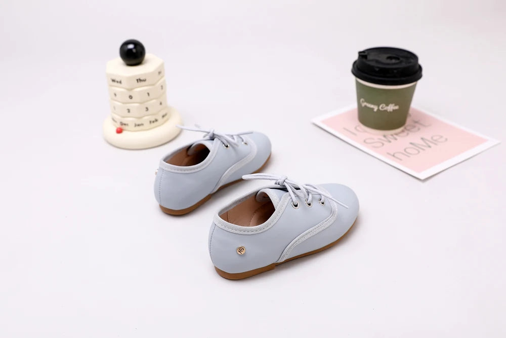 AS New Kids Shoes Children Beige Shoes Baby Boys Leather Shoes Toddler Princess Flats Girls Oxford Fashion Platform Mary Jane
