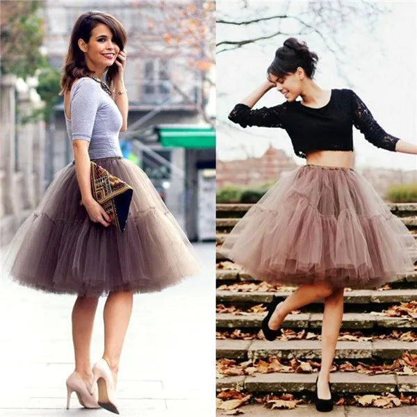 MisShow Women Tutu Short Skirt High Waist Mesh Soft Tulle Skirt Puffy Pettiskirt Prom Ball Gown Party Dance Tutu Dress