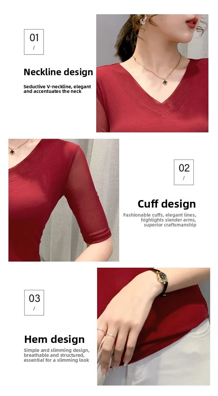 Women's Slim Fit V-Ne T-irt Me Inner Wear Top Spring Autumn Season Faionable Base irt Breathable Wear Resistant
