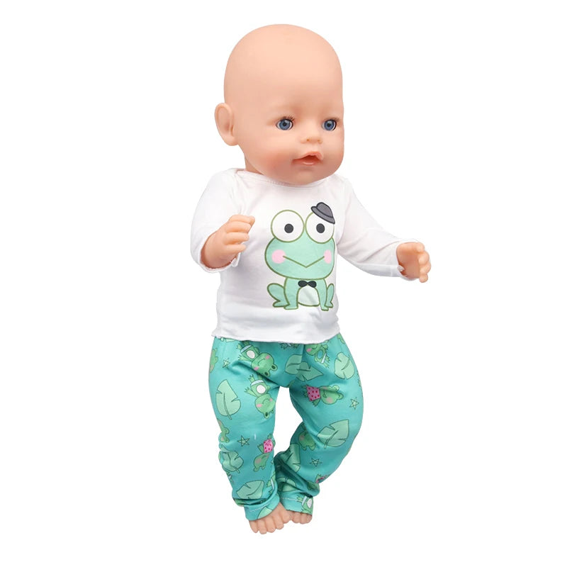 Doll Clothes Pajamas  For 43cm Baby New Born&American 18 Inch Girl Doll Unicorn Shark Cartoon Clothes Suit For Generation Doll