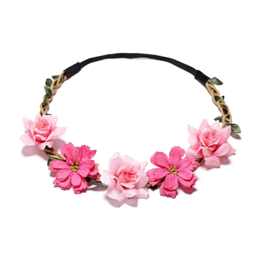 Women Wedding Flower Headband Girls Boho Flowers Headwear Children Headbands Hair Accessories Bride Wreath Beach Garland