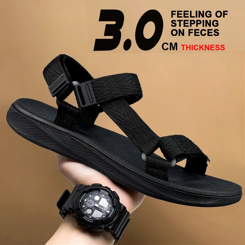 Summer Men's Sandals Outdoor Casual Anti-Slip Breathable Beach Holiday Sports Sandals for Summer Walking Durable Flat Shoe 40-45