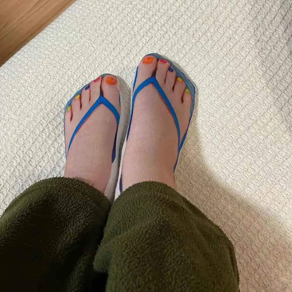 1 Pair 3D Printing Pattern Flip Flop Socks Funny Socks for Women Flip-flop Ankle Socks Low Cut Floor Socks Hosiery Novelty Gifts