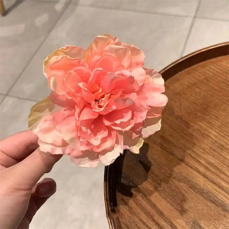 Rose Flower Hair Clips For Women Girls Artificial Floral Barrette Red Pink Handmade Hairpin Wedding Bridal Hair Accessoies
