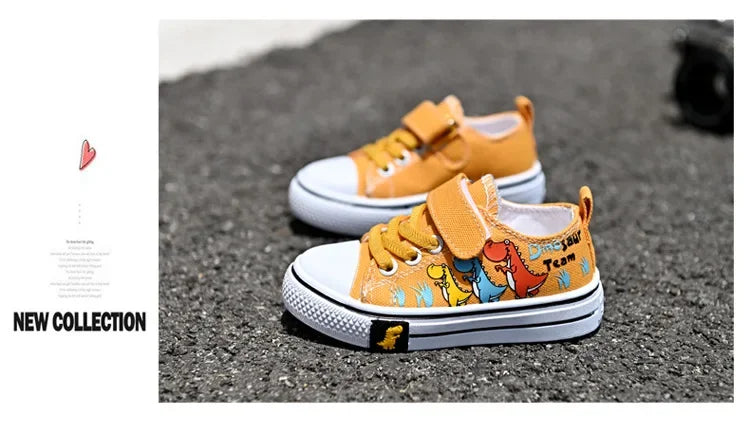Children Casual Shoes Boys Canvas Shoes Kids Sneakers Cartoon Dinosaur Dino Fashion Classic School Students Girls Shoes Soft New