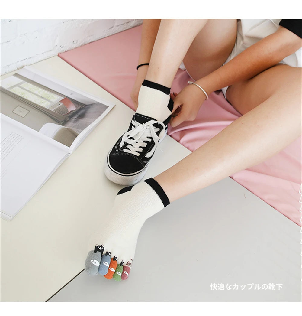 New Chic Funny Cute Cat Fish Colored Five Fingers Split Toes Socks Soft Cotton Christmas Sweet Gift Sokken Dropship