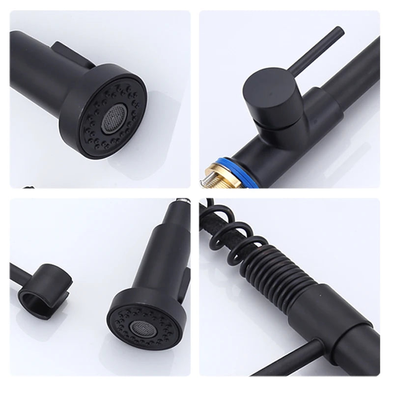 Kitchen Pull Down Spring Sink Faucet 360 Rotation Hot Cold Mixer Tap