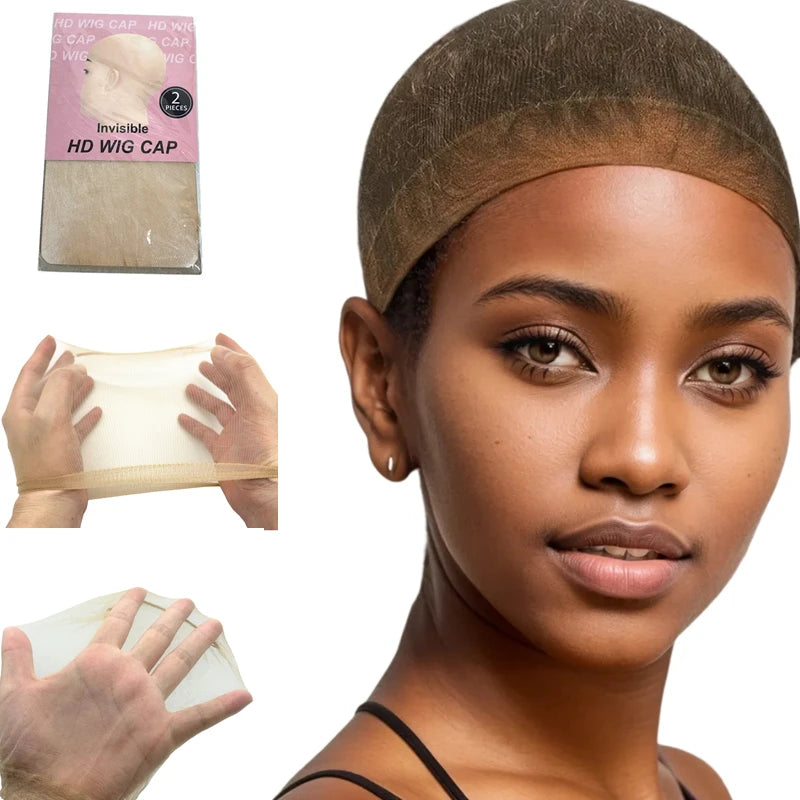 2/10/24Pieces Ultra-Thin HD Sheer Wig Caps for Women Invisible Stocking Bald Cap Lace Front Wig Accessories