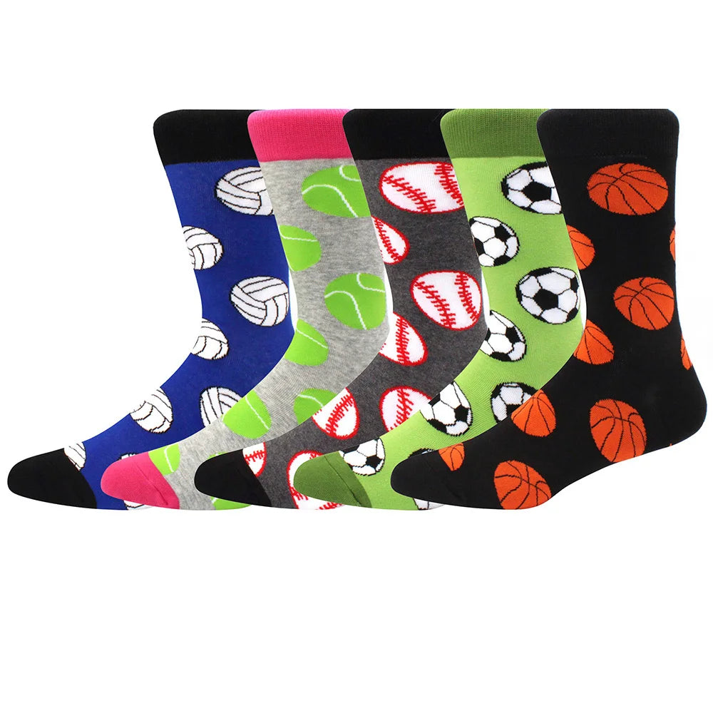 5 Pairs New High Quality Combed Cotton Men Socks Women Happy Fashion Novelty Skateboard Crew Casual Funny Socks for Men
