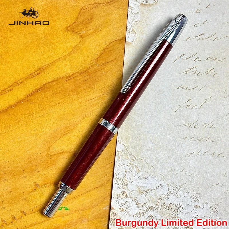 Burgundy Limited Edition!!! JINHAO 20 Press Fountain Pen Retractable Writing Ink Converter Office Supplies PK 10 A1 Stationery