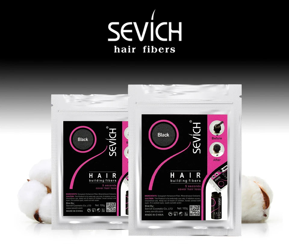SEVICH Hair Fiber 100g Keratin Hair Fiber Thickening powder Hair Building Fiber Spray Instant Regrowth Powder Hair Loss Conceale