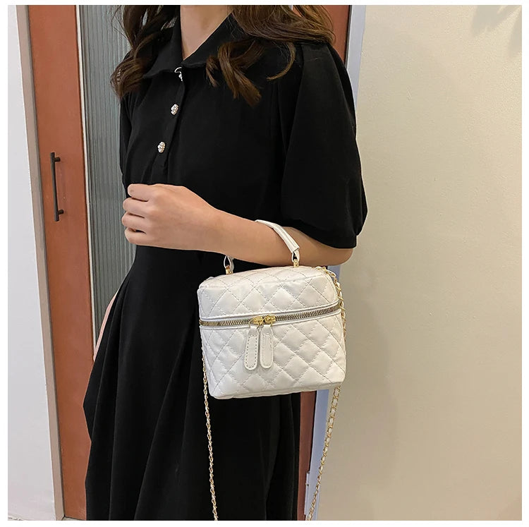 Trendy  Buet Handbag Women's Crossbody Versatile High-End Feel PU Leather Soft Surface Zipper Closure Casual Sle