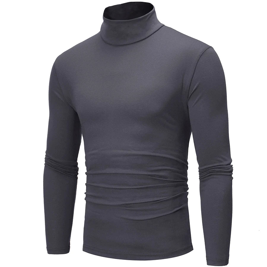2pcs Men Thin Warm Tops Men's Autumn Long-sleeved Thermal Underwer Male High Collar Fashion T-shirt