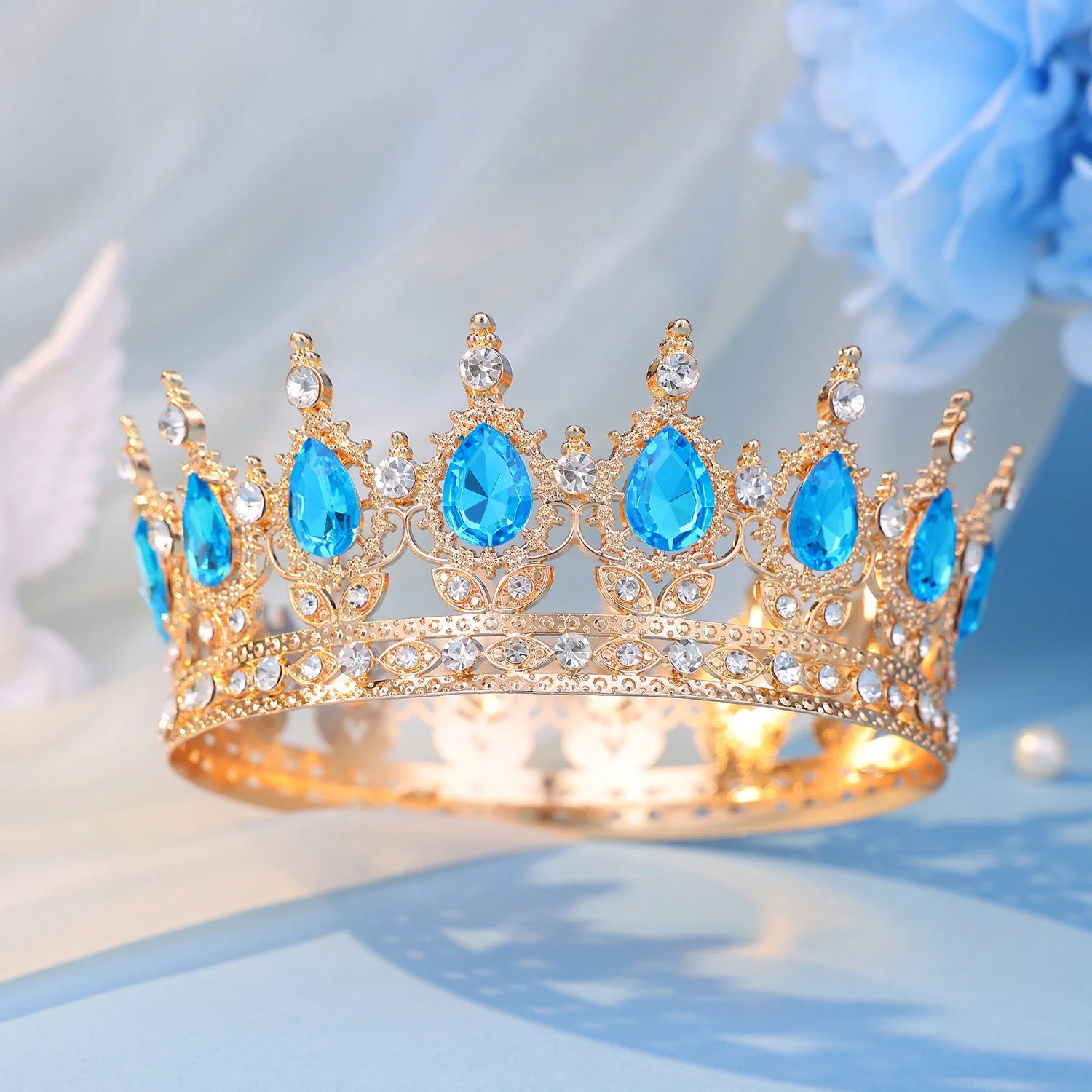 Baroque Round Crystal Tiaras And Crowns Headband Rhinestone Prom Diadem Crown Bridal Wedding Hair Accessories Jewelry Crown Gift