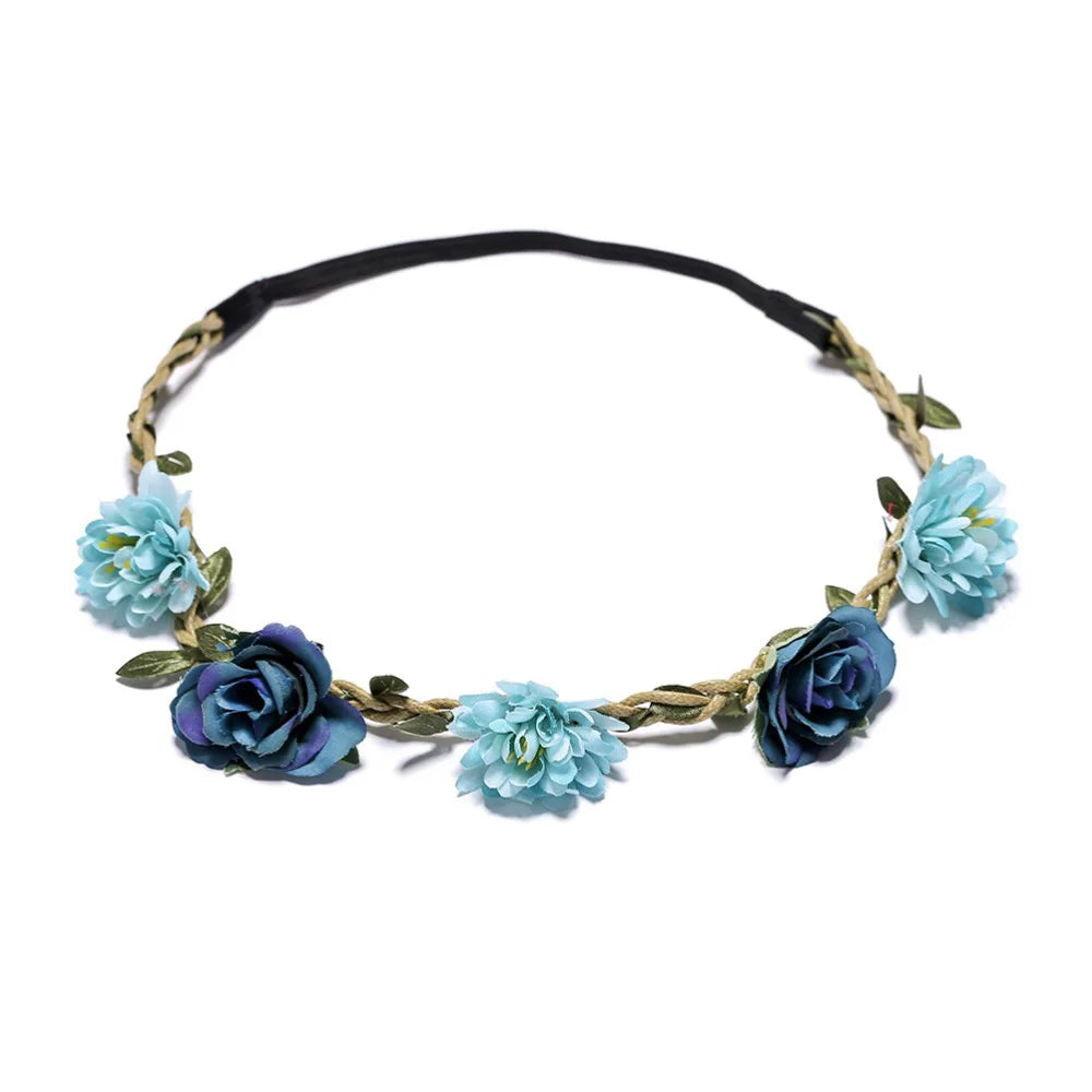 Women Wedding Flower Headband Girls Boho Flowers Headwear Children Headbands Hair Accessories Bride Wreath Beach Garland