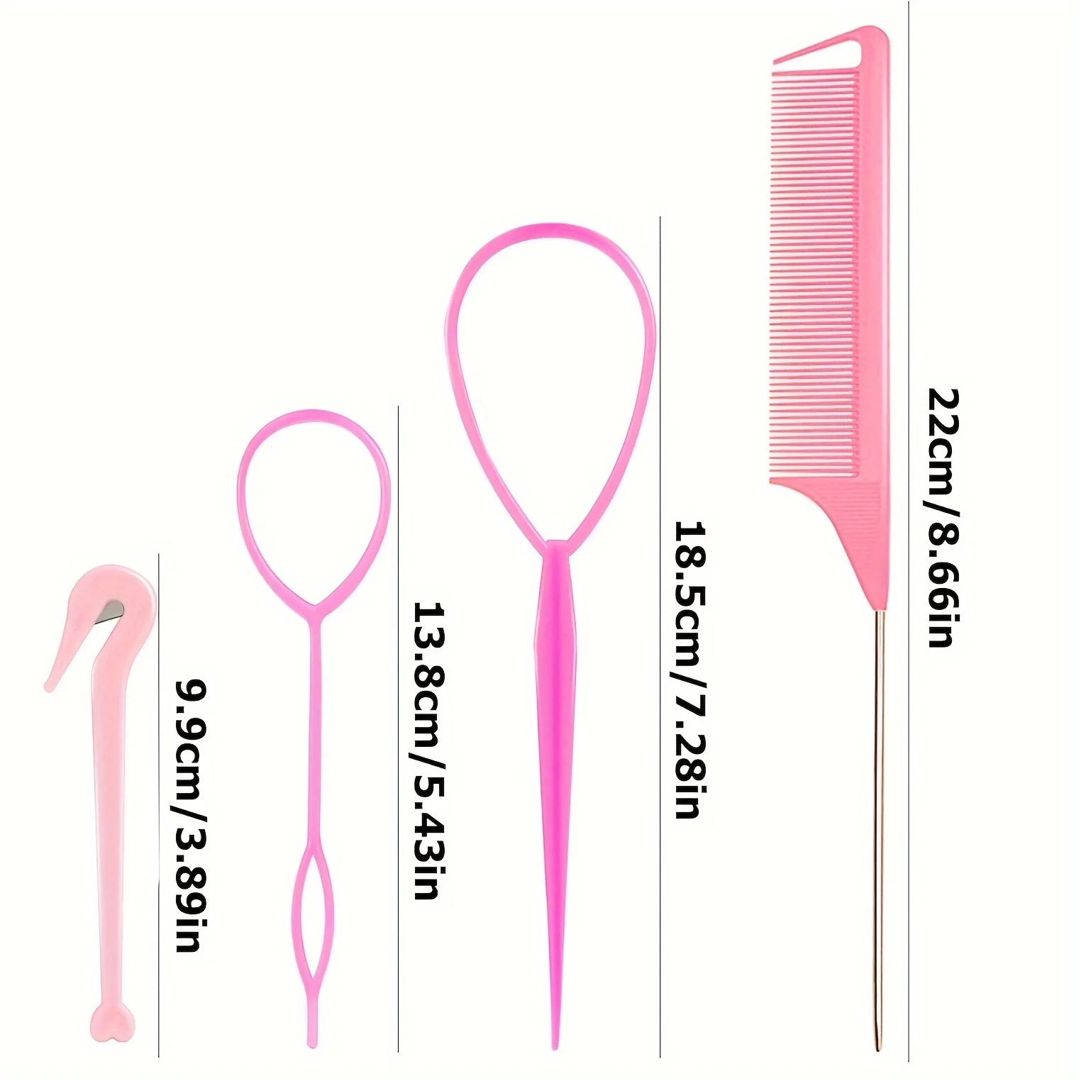 4-piece WANMEI  Headband Tool, Hair Braiding Tool with Mouse Tail Comb, Ponytail Headband Remover, Quick Styling Hair Accessory