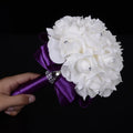 Bridal Bridesmaid Bouquet Artificial Holding Flowers Rhinestone Ribbons Wedding Party Church Home Christmas Table Bedroom Decor