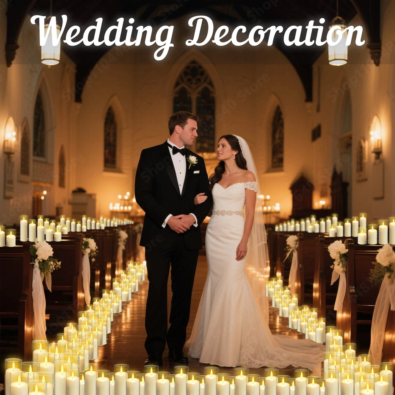 10-240Pcs LED Pillar Candles Wedding Flameless Candle with Battery Powered Flickering Candle Concert Birthday Party Table Decor
