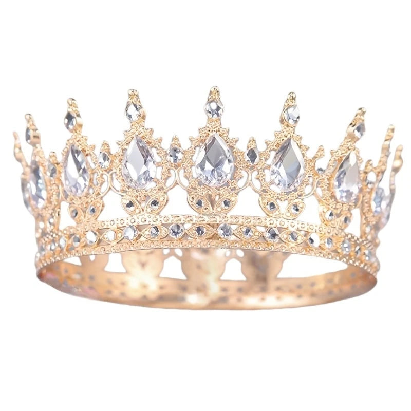 Baroque Round Crystal Tiaras And Crowns Headband Rhinestone Prom Diadem Crown Bridal Wedding Hair Accessories Jewelry Crown Gift